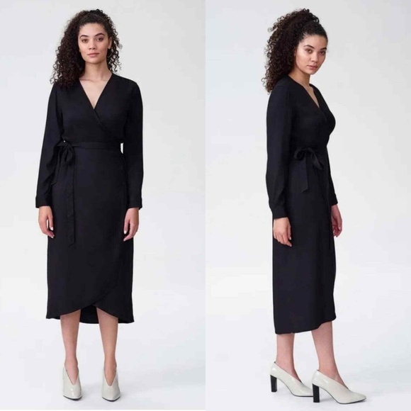 NWT Universal Standard Rivers Wrap Dress Black Size S (14-16) - Picture 2 of 8